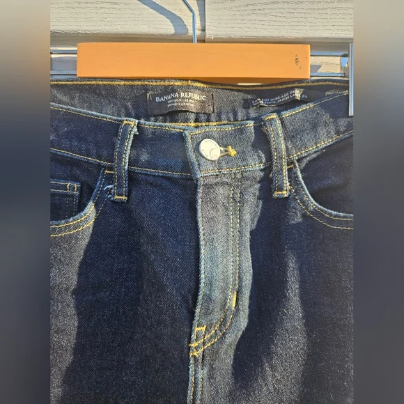 Banana Republic High Rise Wide Leg Crop Jeans Dark Wash Size 26 - Picture 2 of 9